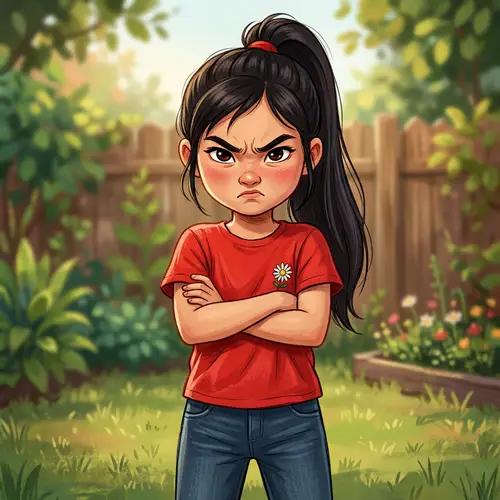 Angry Asian Girl Illustration - Emotion in Art