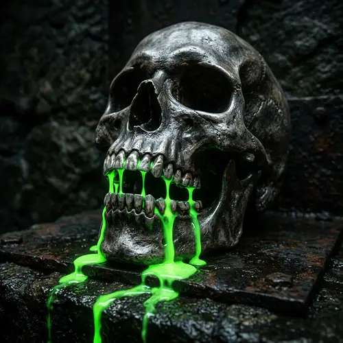 Toxic Green Skull Art – Dark Elegance