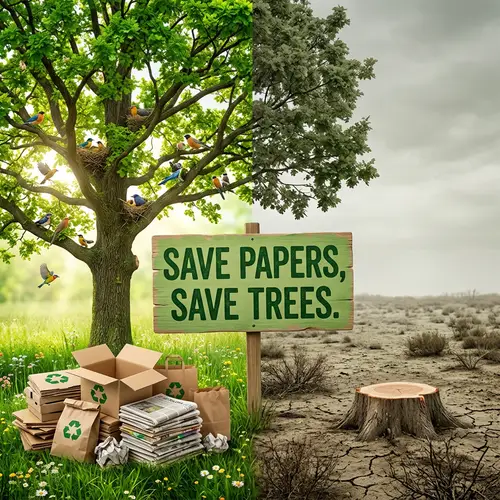 Save Papers, Save Trees - Conservation Awareness Image