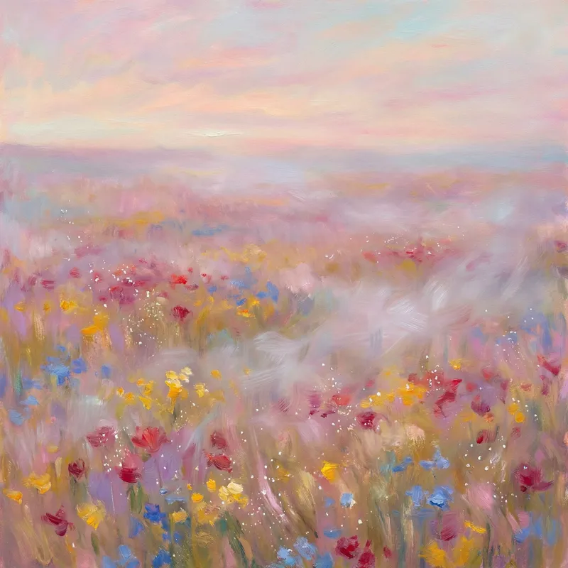Dreaming of Multicolored Flowers - Enchanting Nature Scene