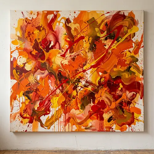Vibrant Abstract Canvas in Orange and Yellow Shades