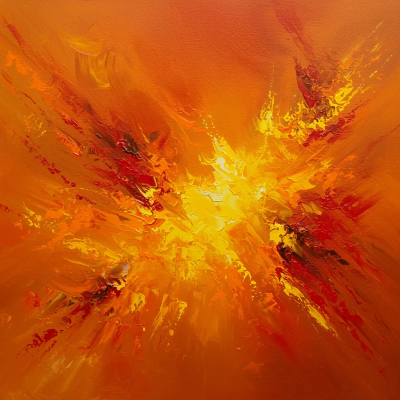 Vibrant Abstract Canvas in Orange and Yellow Shades