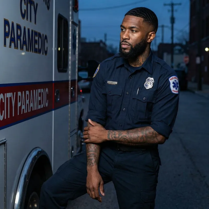 Stylish Black Paramedic with Tattoos