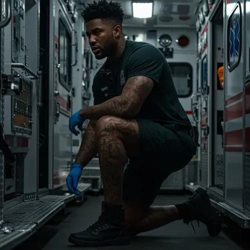 Stylish Black Paramedic with Tattoos