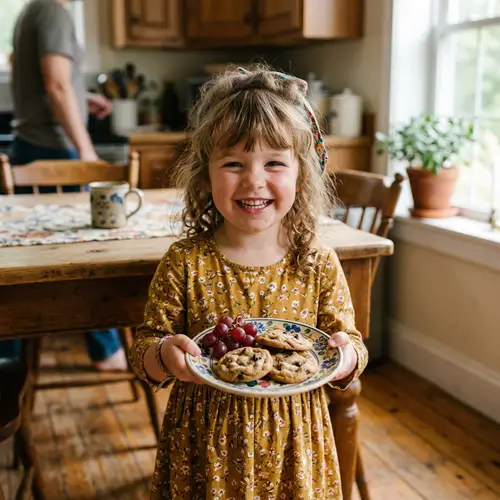 Smiling Little Girl Holding a Plate