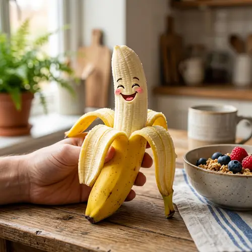 Cheerful Half Peeled Banana - Fun Fruit Facts