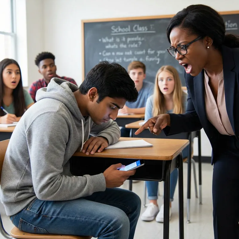 Disruptive Student Caught Using Phone in Classroom