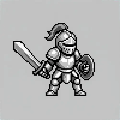 RPG Maker MZ Style | Sprite 2D Warrior in Silver Armor