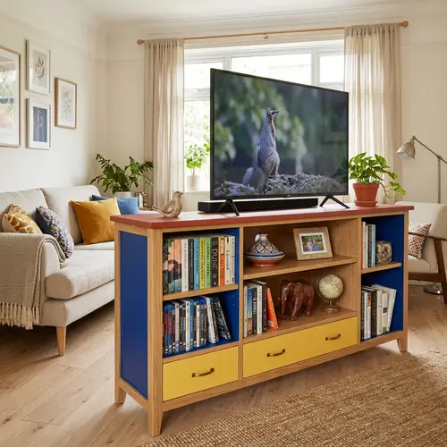 Colourful TV Unit for Cosy Living Room
