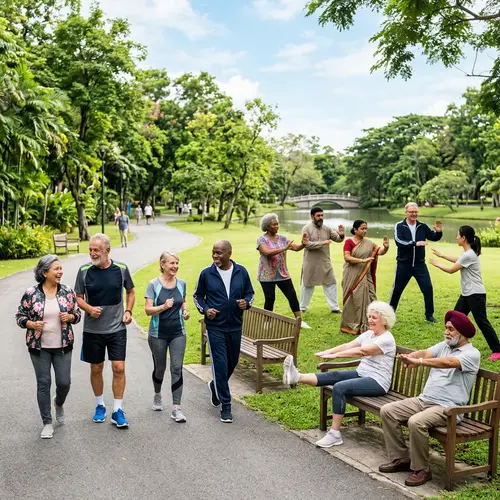 Active Lifestyle for Seniors - Diverse Exercise Routines in the Park