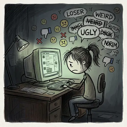 Serious Issue of Cyberbullying | Cartoon Stick Girl Cyber Bullied