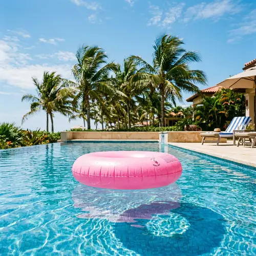 Hyperrealistic Pink Circle in Azure Pool