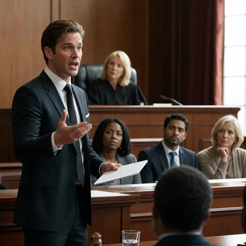 Passionate Courtroom Presentation by Lawyer
