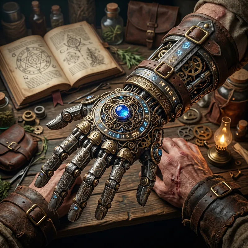 Intricate Middle-Century Magic Prosthesis Design