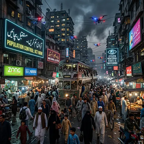 Overpopulated Futuristic City in Pakistan | Chaos & Urgency Art