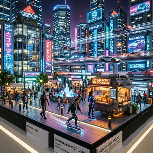 Hyper-Realistic Futuristic Cyber City Square Model