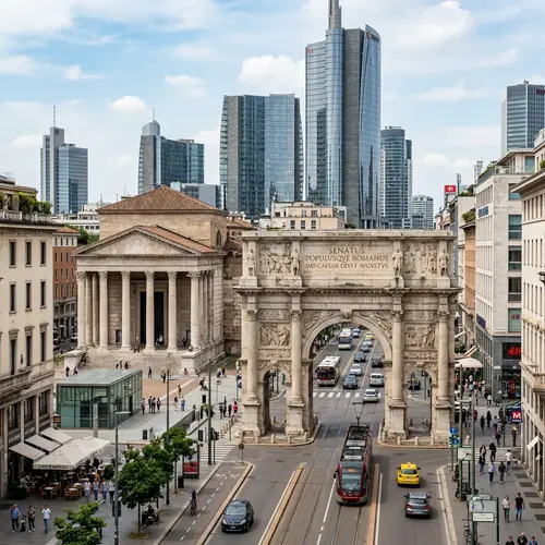 Roman Empire Architecture in Modern City