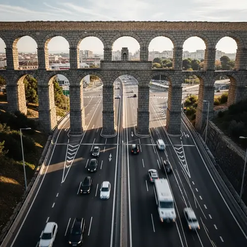 Roman Empire Architecture in Modern City