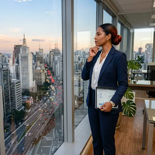 Confident Brazilian Executive Woman in Business Suit