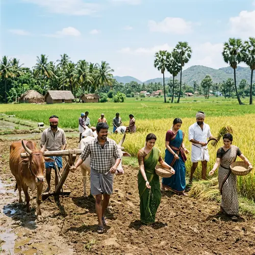 Traditional Tamil Cinema Actors in Agricultural Scene - Farming Activities