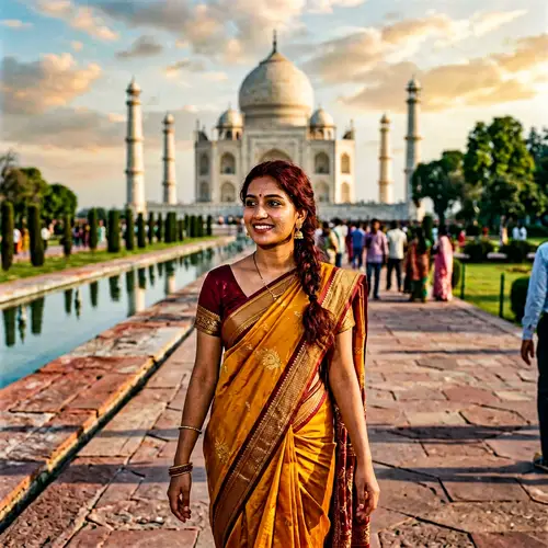 Traditional South Asian Woman in Saree at Taj Mahal | Cinematic Portrait