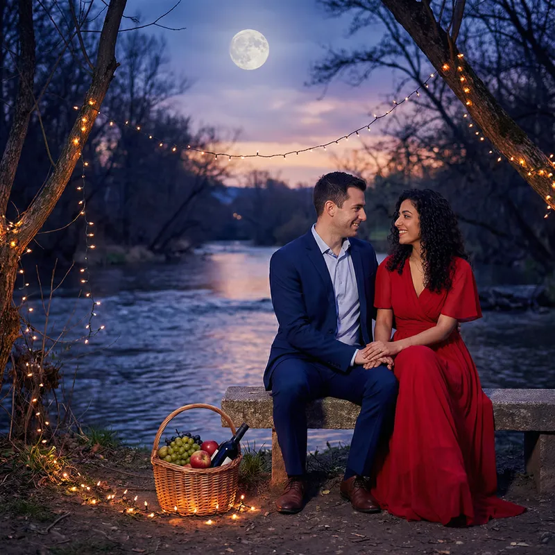 Romantic Couple by the River