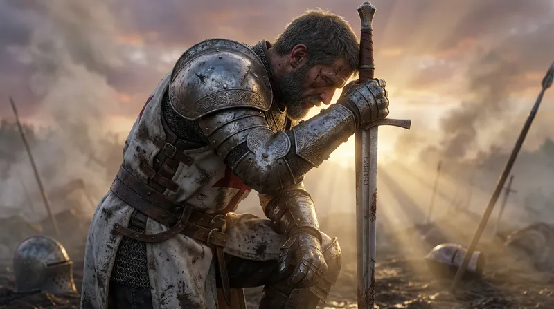 Medieval Crusade Knight: A Portrait in Prayer