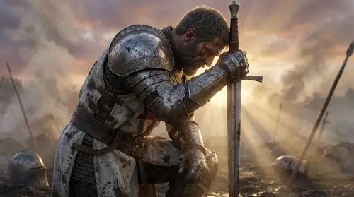 Medieval Crusade Knight: A Portrait in Prayer