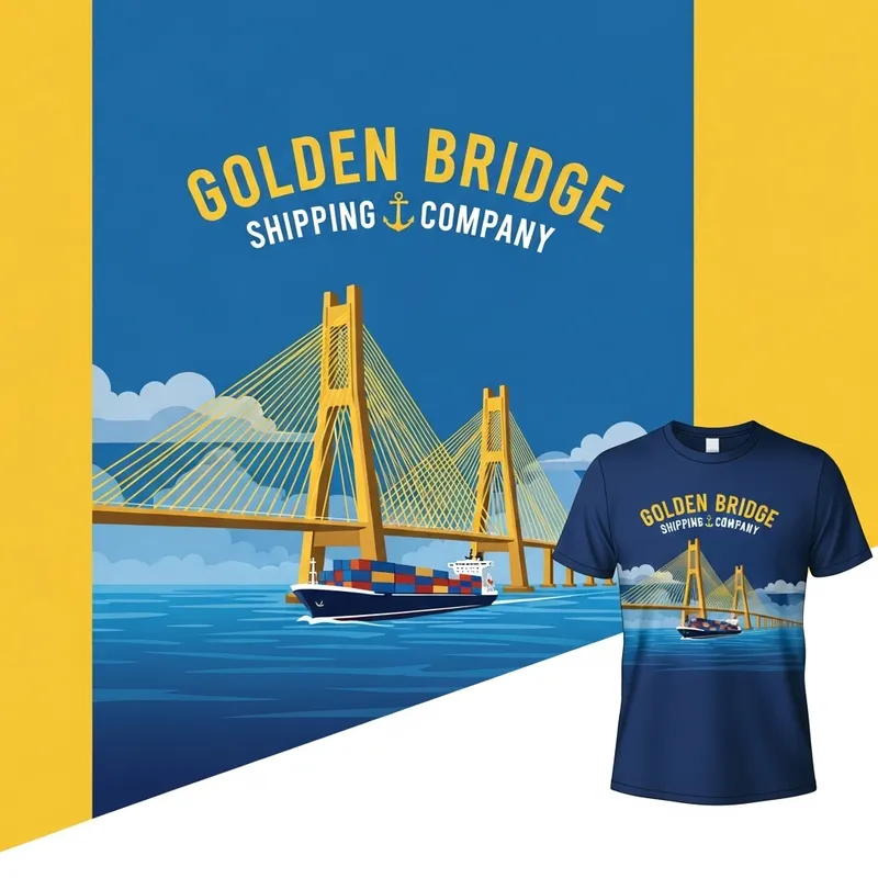 Custom T-Shirt Design for Golden Bridge Shipping