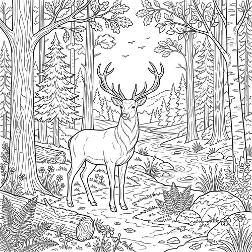 Serene Deer Coloring Page for Relaxation