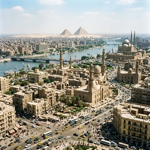 Cityscape of Cairo, Egypt: Bustling Streets & Historic Landmarks
