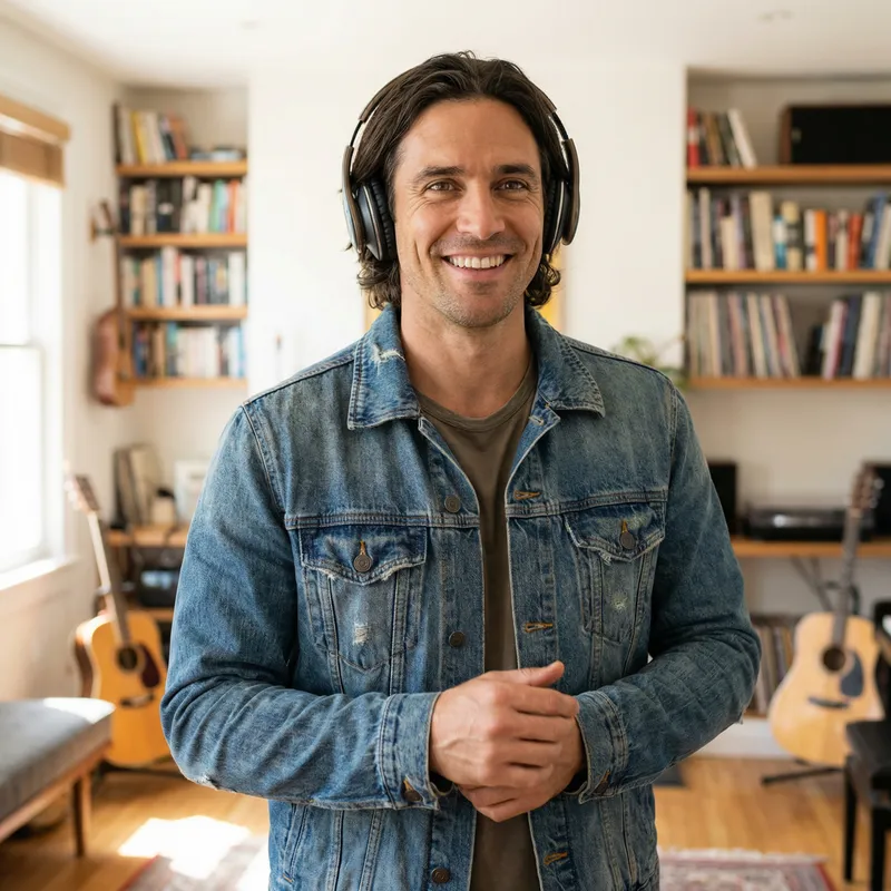 Handsome Young Man Dancing and Listening to Songs Alone