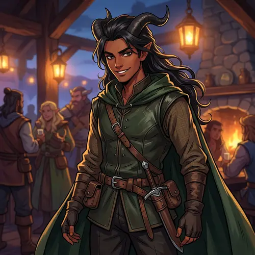 Young South Asian Male Tiefling | Vibrant Anime Style Art