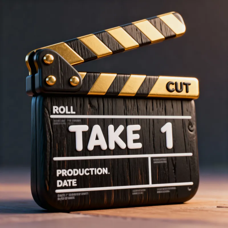 Pixar Style Black and Gold Clapperboard