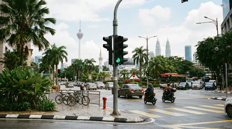 Kuala Lumpur City Street with Traffic Lights