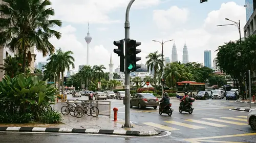 Kuala Lumpur City Street with Traffic Lights