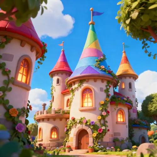 Pixar Style Cartoon Palace Scene