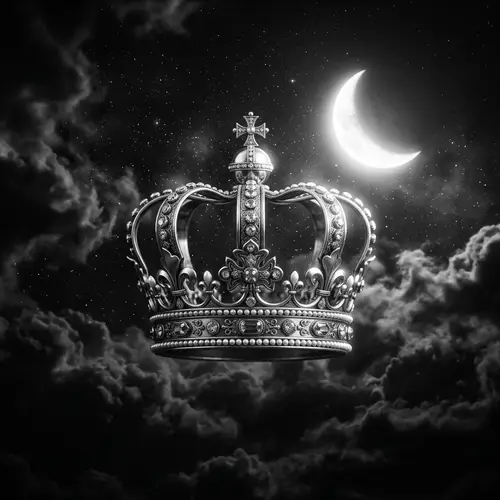 Silver King's Crown in Moonlight Sky