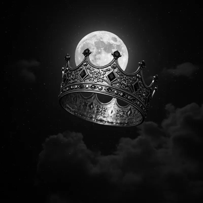 Silver King's Crown in Moonlight Sky