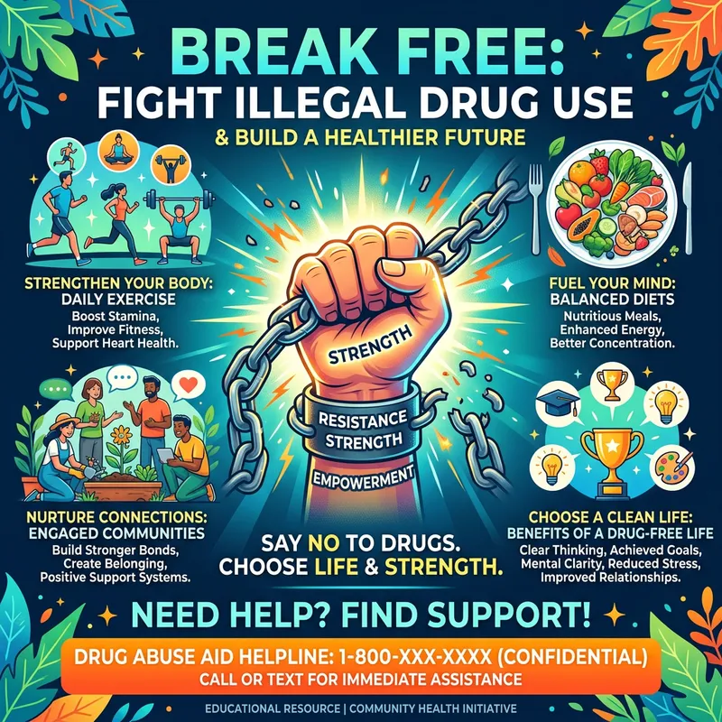 Easy Drawing for Poster: Suppress Illegal Drugs - Break Addiction Easy Drawing for Poster: Suppress Illegal Drugs - Break Addiction