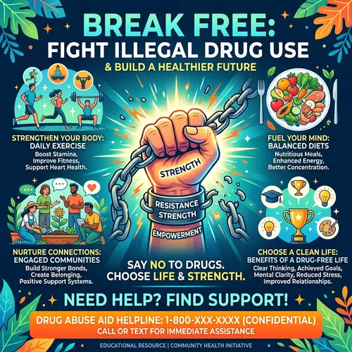 Fight Against Illegal Drug Use Poster - Break Addiction with Healthy Lifestyle