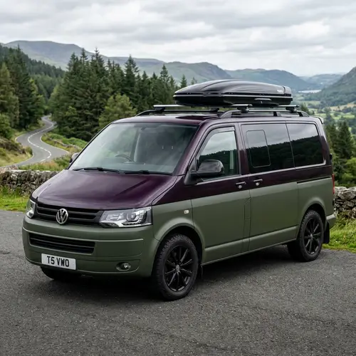 Unique Two-Tone Volkswagen T5 in Aubergine Purple & Olive Green