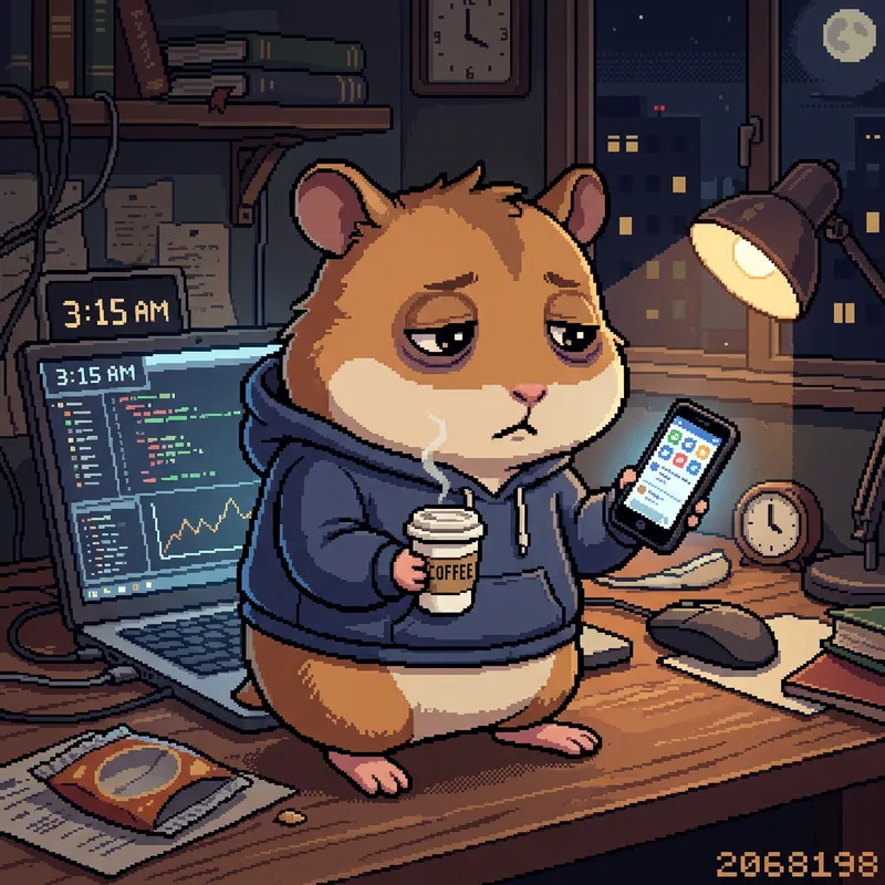 Tired Hamster: Pixel Art of Exhaustion
