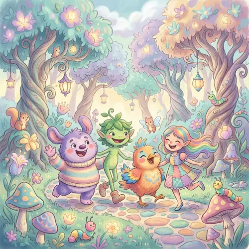 Whimsical and Colorful Characters in Studio Ghibli-style Animation