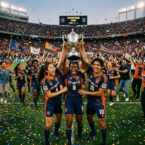 Diverse Football Team Celebrates Championship Victory