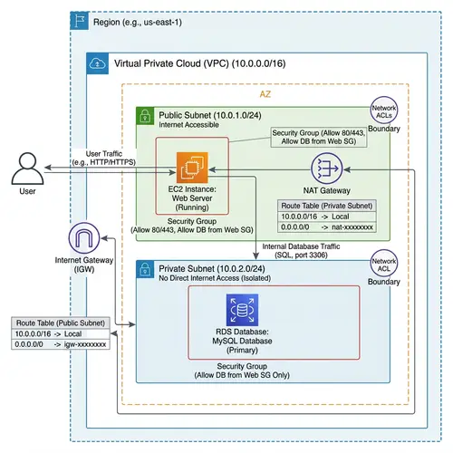 VPC Diagram: Web & Database Server Configuration