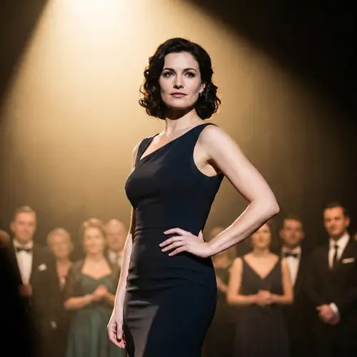 Stunning Raven-Haired Woman in Form-Fitting Dress