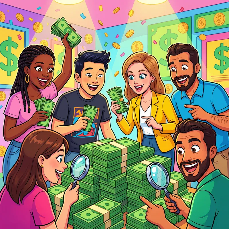 Money Enthusiasts Celebrating Wealth | Cash Lovers
