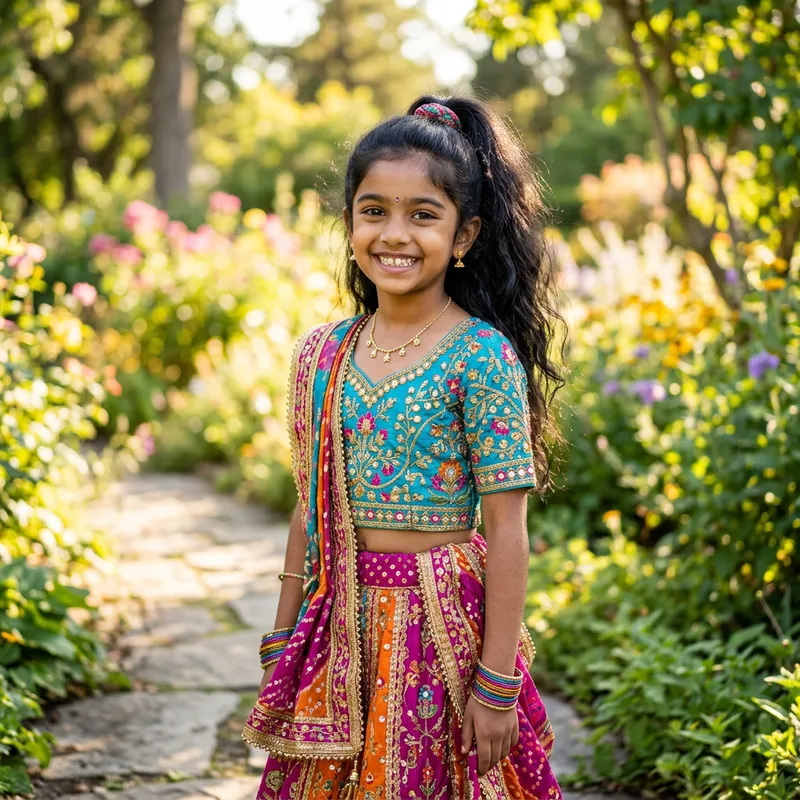 Portrait of a Radiant South Asian Girl in Traditional Attire