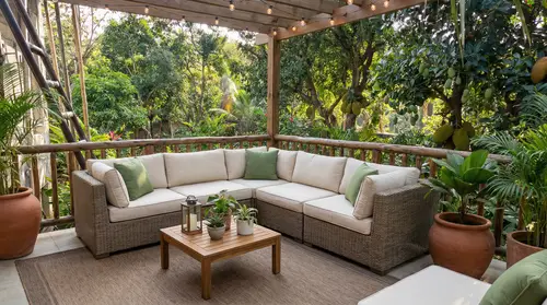 Stylish Balcony Design With Sofa Ideas